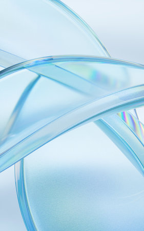 Curve glass with light illuminated, 3d rendering. Computer digital drawing.の写真素材