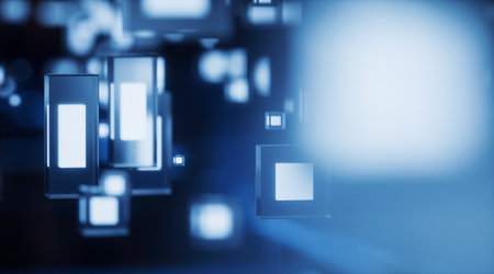 Blue core with cyberspace concept background, 3d rendering. Computer digital drawing.の写真素材