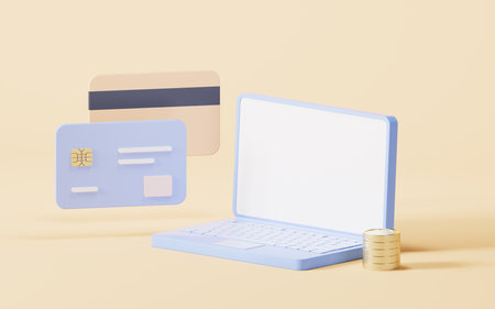 Bank card with 3d cartoon style, 3d rendering. Computer digital drawing.