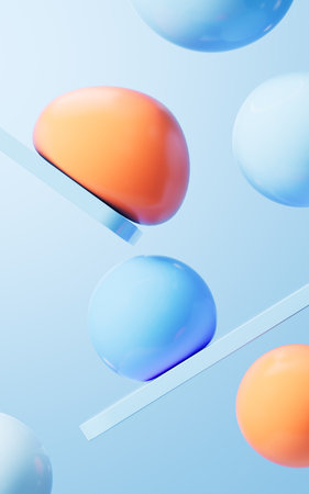 Soft ball and abstract geometric background, 3d rendering. Computer digital drawing.の写真素材