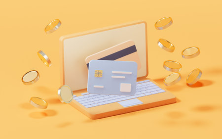 Bank card with 3d cartoon style, 3d rendering. Computer digital drawing.
