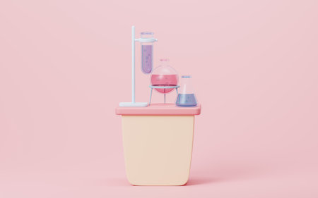 Chemical equipment and reagent, 3d rendering. Computer digital drawing.の写真素材