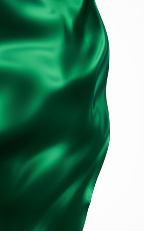 Flowing green cloth background, 3d rendering. Computer digital drawing.の写真素材