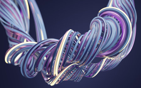 Abstract flowing curve lines, 3d rendering. Computer digital drawing.の写真素材