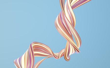 Abstract flowing curve lines, 3d rendering. Computer digital drawing.
