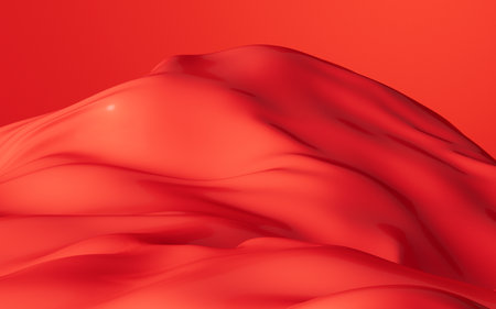 Flowing red cloth background, 3d rendering. Computer digital drawing.の写真素材