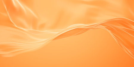 Flowing orange cloth background, 3d rendering. Computer digital drawing.の写真素材