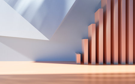 Empty building structure with geometric structure, 3d rendering. Computer digital drawing.