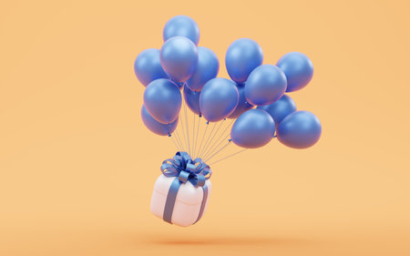 Cartoon gift box, festival elements, 3d rendering. Computer digital drawing.の写真素材