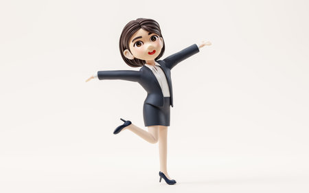 Short hair business girl with suit jacket, 3d rendering. Computer digital drawing.の写真素材