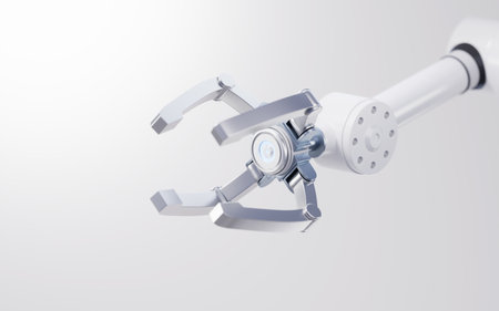Mechanical arm with white background, 3d rendering. Computer digital drawing.の写真素材