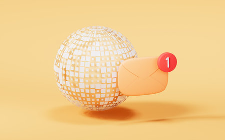 Message envelope with cartoon style, 3d rendering. Computer digital drawing.の写真素材