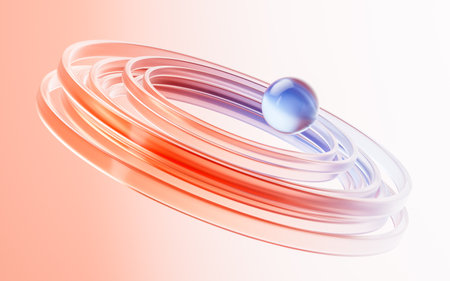 Transparent glass with gradient colors, 3d rendering. Computer digital drawing.の写真素材