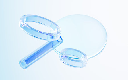 Transparent glass with gradient colors, 3d rendering. Computer digital drawing.の写真素材