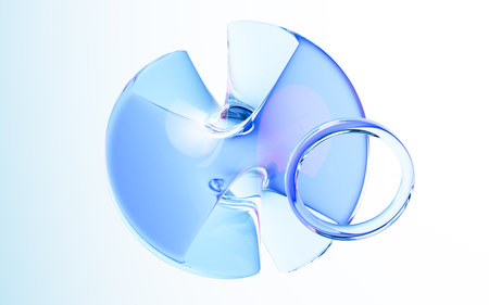 Transparent glass with gradient colors, 3d rendering. Computer digital drawing.の写真素材