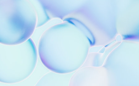 Transparent gradient bubbles, 3d rendering. Computer digital drawing.