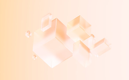 Transparent glass with gradient colors, 3d rendering. Computer digital drawing.の写真素材