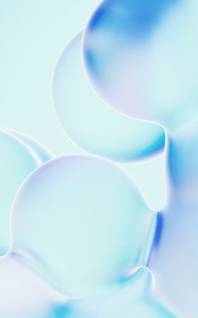 Transparent gradient bubbles, 3d rendering. Computer digital drawing.