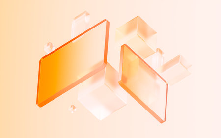 Transparent glass with gradient colors, 3d rendering. Computer digital drawing.の写真素材