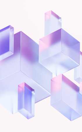 Transparent glass with gradient colors, 3d rendering. Computer digital drawing.