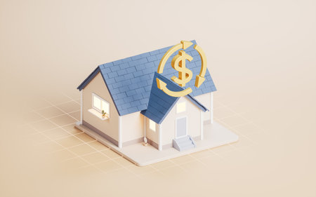 Residential house with investment concept, 3d rendering. Computer digital drawing.