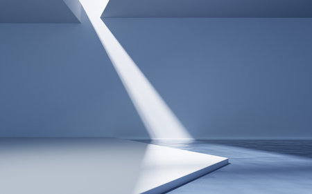 Bright room with water inside, 3d rendering. Computer digital drawing.の写真素材