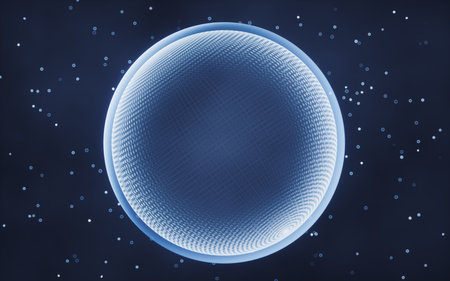 Digital sphere with glowing lines structure, 3d rendering. Computer digital drawing.