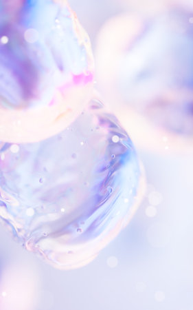 Transparent bubble with gradient colors, 3d rendering. Computer digital drawing.の写真素材