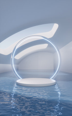 The room with empty stage inside, 3d rendering. Computer digital drawing.