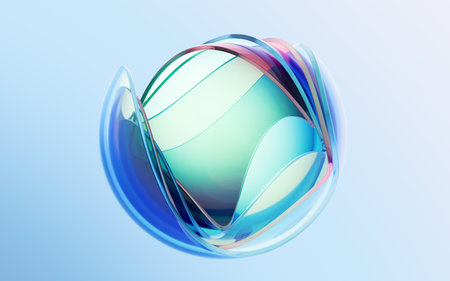 Gradient transparent curve glass, 3d rendering. Digital drawing.
