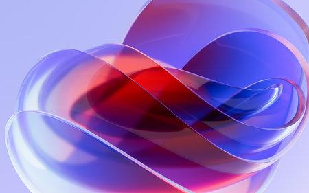 Gradient transparent curve glass, 3d rendering. Digital drawing.