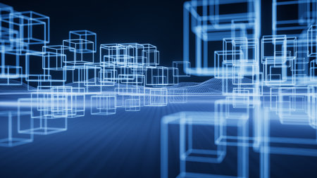 Digital space with glowing lines, 3d rendering. Digital drawing.