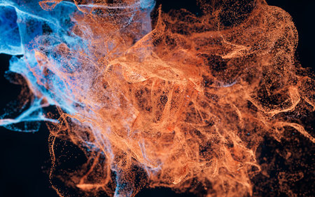 Abstract wave particles, diffuse powder, 3d rendering. Digital drawing.の写真素材