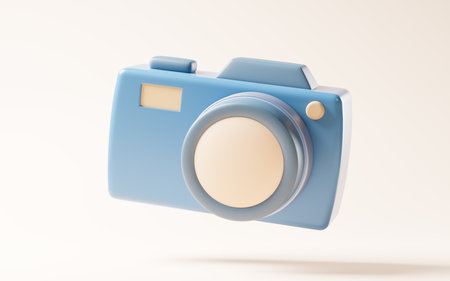 Cartoon style camera, 3d rendering. Digital drawing.の写真素材