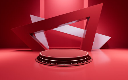Abstract geometric interior structure, 3d rendering. Digital drawing.の写真素材