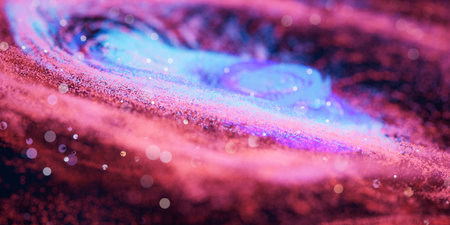 Colorful nebula with density glowing particles, 3d rendering. Digital drawing.の写真素材