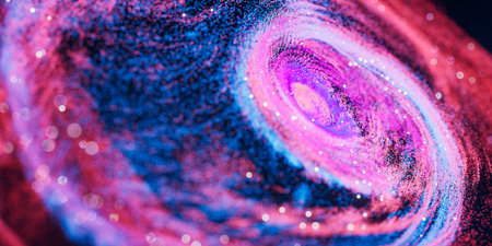 Colorful nebula with density glowing particles, 3d rendering. Digital drawing.の写真素材