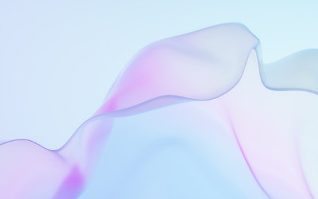 Flowing wave transparent glass cloth, 3d rendering. Digital drawing.の写真素材