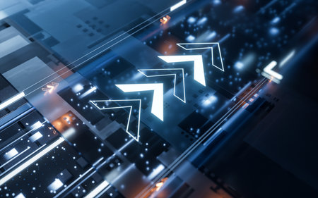 Fast speed electronic transmission circuit, 3d rendering. Digital drawing.の写真素材