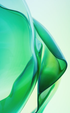 Flowing wave transparent glass cloth, 3d rendering. Digital drawing.