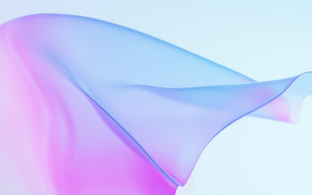 Flowing wave transparent glass cloth, 3d rendering. Digital drawing.