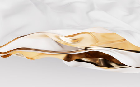 Flowing wave multilayer background, 3d rendering. Digital drawing.の写真素材