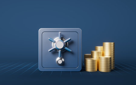 Safe box with cartoon style, 3d rendering. Digital drawing.の写真素材