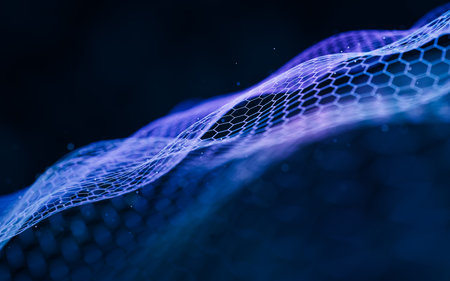 Digital hexagonal graphic background, 3d rendering. Digital drawing.の素材