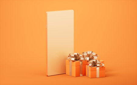 Gift box, festival and celebration, 3d rendering. Digital drawing.の写真素材