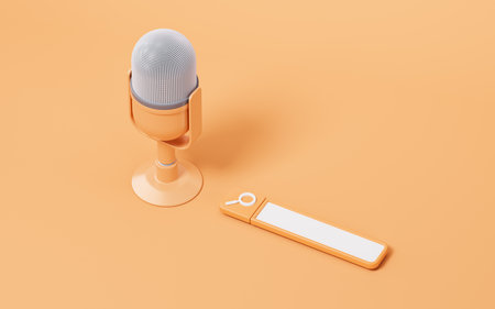 Microphone and live streaming, 3d rendering. Digital drawing.の写真素材