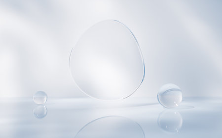 Transparent glass geometry background, 3d rendering. Digital drawing.の写真素材