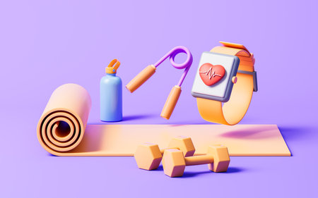 Fitness with cartoon style, 3d rendering. Digital drawing.の写真素材