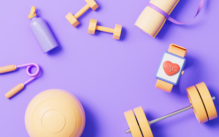 Fitness with cartoon style, 3d rendering. Digital drawing.の写真素材