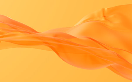 Flowing orange cloth background, 3d rendering. Digital drawing.の写真素材